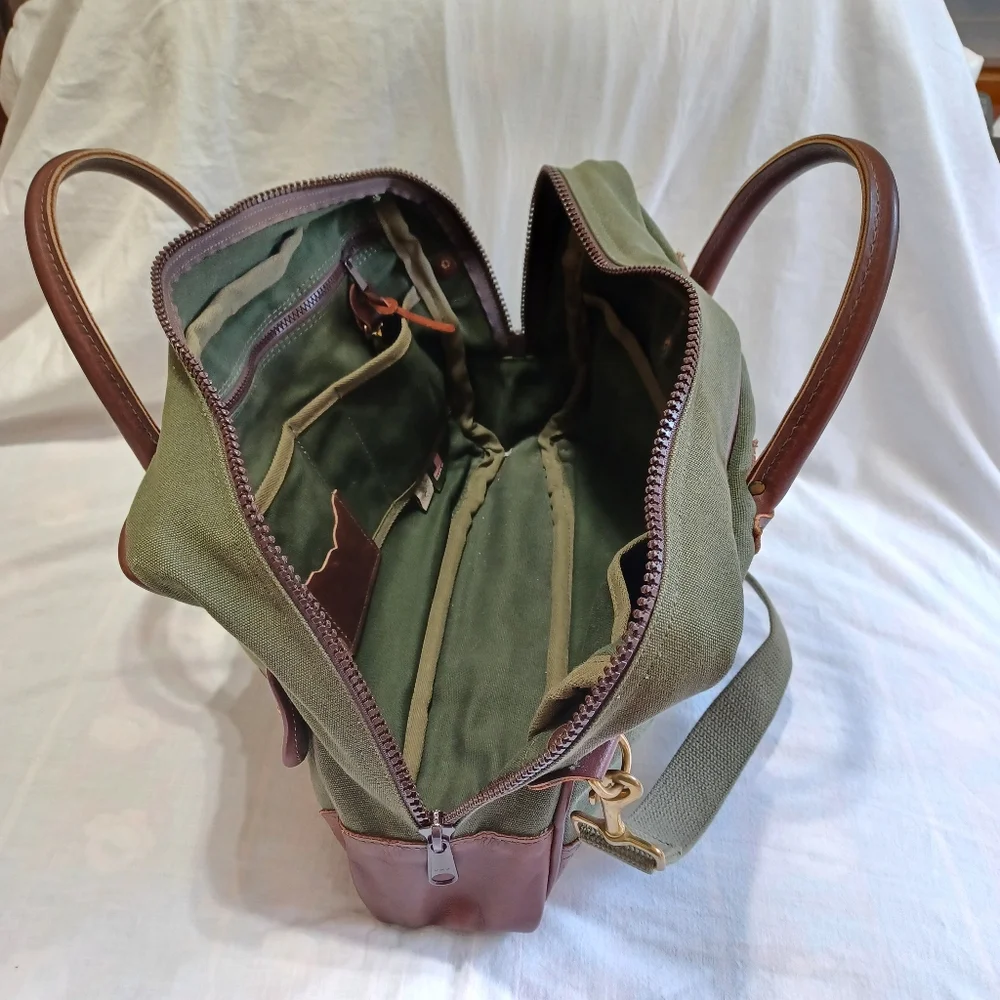 Duluth Pack Made in USA FREELANCE BRIEFACASE Green Canvas & Leather Travel Bag
